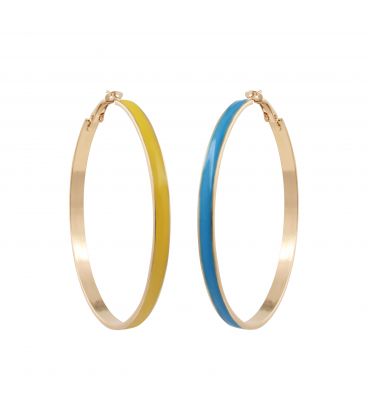 Серьги-кольца с эмалью лимонная позолота