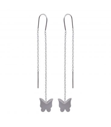 Серьги-протяжки "Трепет бабочки" родий