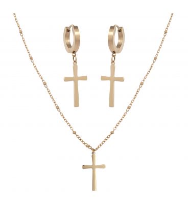 Набор подвеска на цепочке+ серьги "Благородство" лимонная позолота 14К