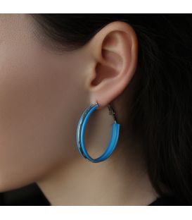 Серьги-кольца с эмалью серебристые
