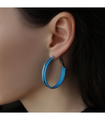 Сережки-кільця з емаллю сріблясті