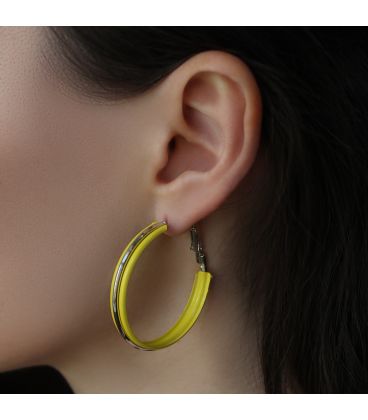 Сережки-кільця з емаллю сріблясті