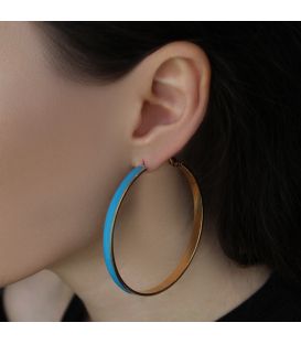 Сережки-кільця з емаллю лимонна позолота