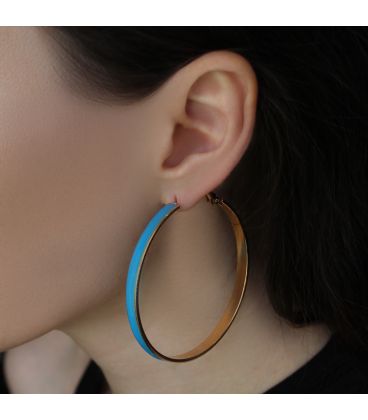 Сережки-кільця з емаллю лимонна позолота