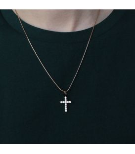 Підвіска Хрестик з камінчиками лимонна позолота