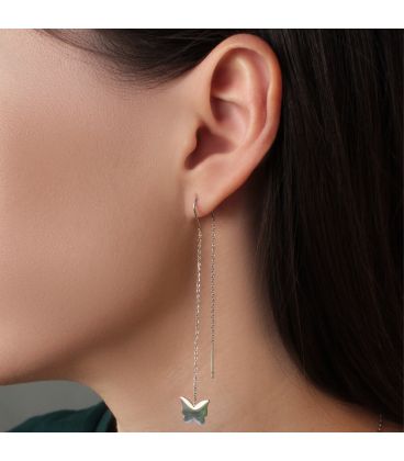 Серьги-протяжки "Трепет бабочки" родий