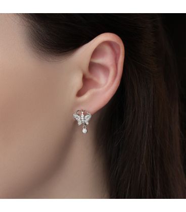 Серьги классические "Киото" родий