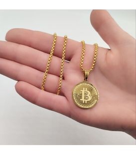 Підвіска на ланцюжку "Bitcoin Біткоїн" сталь 14К