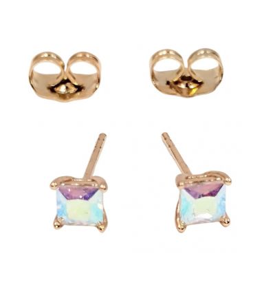 Серьги гвоздики квадратный камень