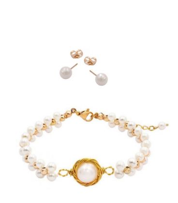 Подарунковий комплект у коробочці "Таємниця океану" лимонна позолота