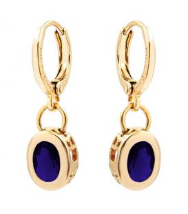 Сережки-підвіски Xuping лимонна позолота Овальний камінчик (Медичне золото)