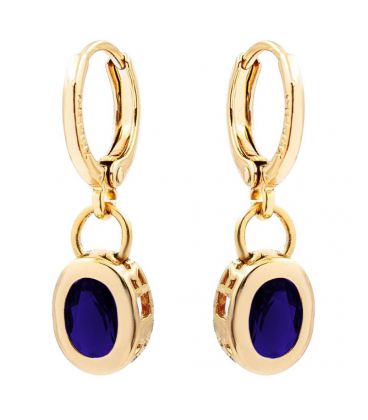 Сережки-підвіски Xuping лимонна позолота Овальний камінчик (Медичне золото)