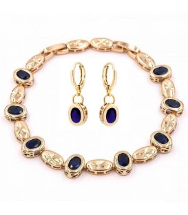 Комплект "Королівський сапфір" лимонна позолота (Медичне золото)