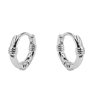 Серьги классические "Колечки с жгутиками" родий