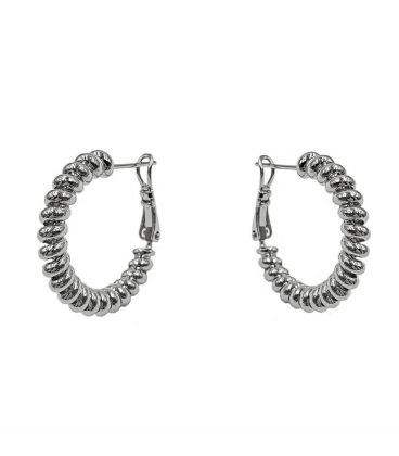 Серьги-кольца "Пружинка" родий