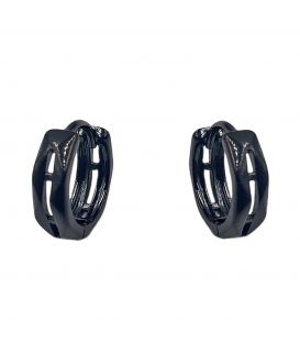 Серьги классические "Колечки" черный родий