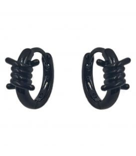 Серьги классические "Колючая проволока" черный родий