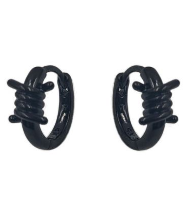 Серьги классические "Колючая проволока" черный родий