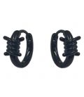 Серьги классические "Колючая проволока" черный родий