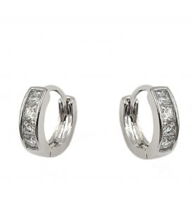 Серьги классические "Квадратные камешки" родий