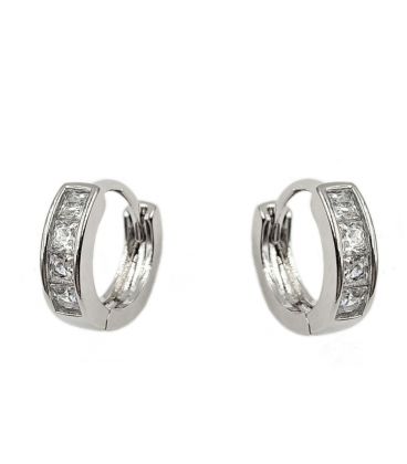 Серьги классические "Квадратные камешки" родий