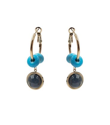 Сережки-підвіски "Космос" лимонна позолота (Медичне золото)