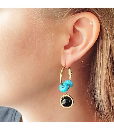 Сережки-підвіски "Космос" лимонна позолота (Медичне золото)