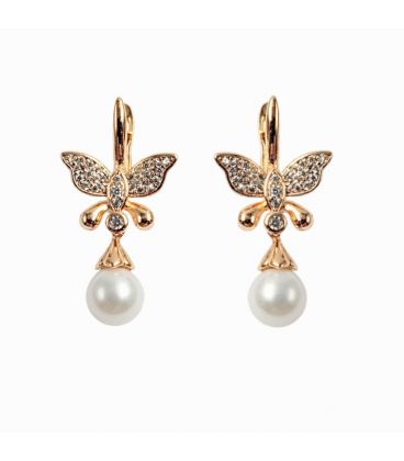 Серьги "Взмах крыльев бабочки" лимонная позолота