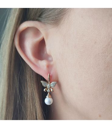 Серьги "Взмах крыльев бабочки" лимонная позолота