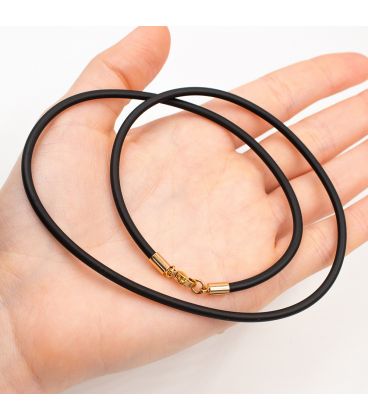 Шнурок каучуковый с застёжкой в лимонной позолоте 0,2/55 см