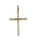 Підвіска Хрестик з камінчиками, лимонна позолота