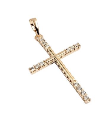 Підвіска Хрестик з камінчиками, лимонна позолота