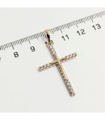 Підвіска Хрестик з камінчиками, лимонна позолота
