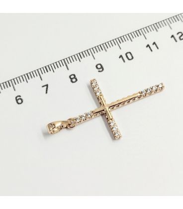 Підвіска Хрестик з камінчиками, лимонна позолота
