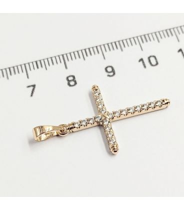 Підвіска Хрестик з камінчиками, лимонна позолота