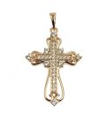 Підвіска Хрестик з камінчиками, лимонна позолота