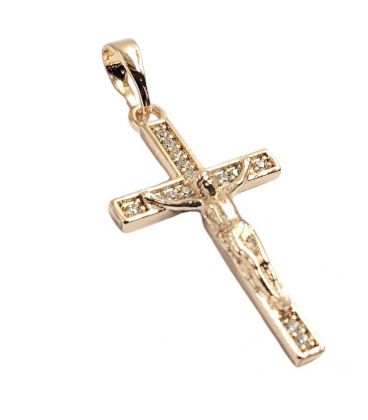 Кулон Xuping Хрестик з камінчиками, лимонна позолота