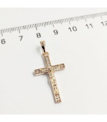 Кулон Xuping Хрестик з камінчиками, лимонна позолота