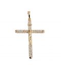 Підвіска Хрестик з розп'яттям, з камінчиками, лимонна позолота