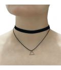 Чокер подвійний, замшевий, чорний "Трикутник"