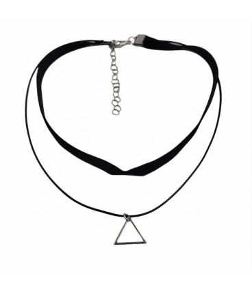 Чокер подвійний, замшевий, чорний "Трикутник"