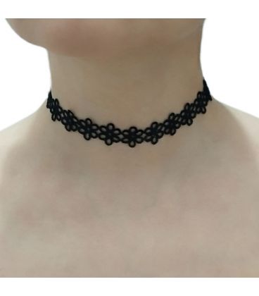 Чокер мереживний, чорний "Ромашки"