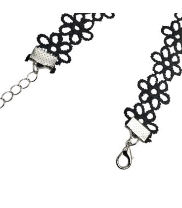 Чокер мереживний, чорний "Ромашки"