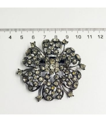 Брошка "Квітка" чорний родій