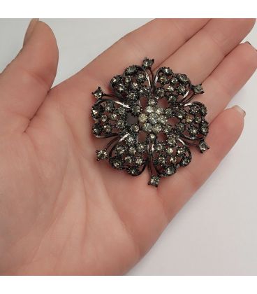Брошка "Квітка" чорний родій