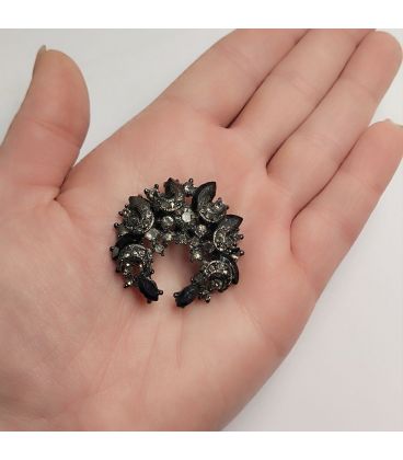 Брошка "Лунниця" чорний родій