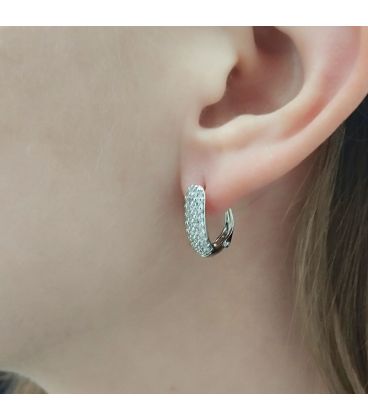 .Серьги Xuping классические "Подкова с цирконами" родий