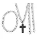 Комплект — браслет+ланцюжок з хрестиком (родій)