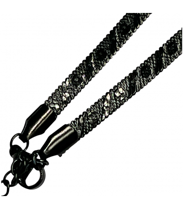 Ланцюжок плетіння "Пітон" 0,4/42 см +5,5 см чорний родій