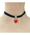 Чокер черный с красным сердцем "Любовь"